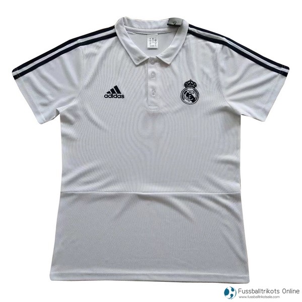 Real Madrid Polo 2017-18 Weiß Schwarz Weiß Fussballtrikots Günstig